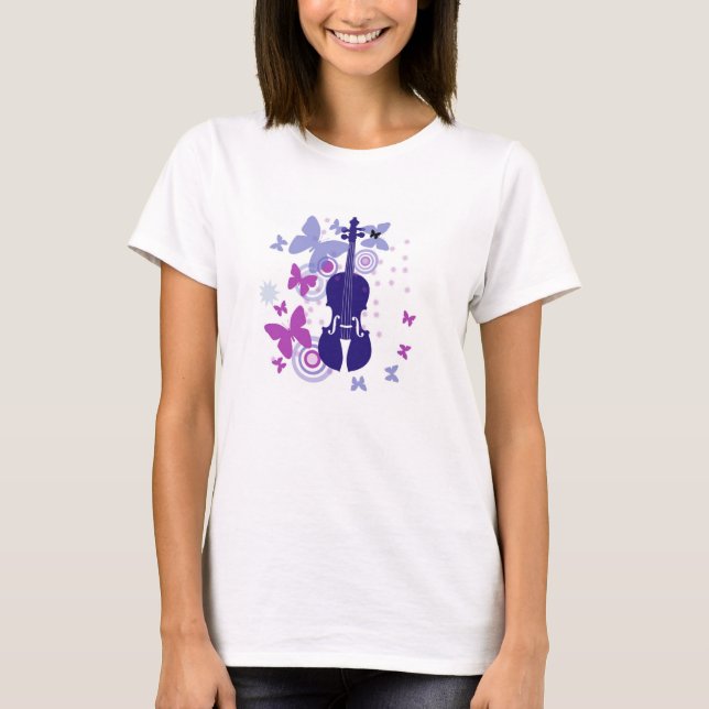 Kvinna fiolT-tröja Tee Shirt (Framsida)