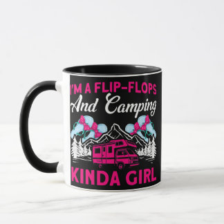Kvinna Flinflip flops och Camping Kinda Girl Carav Mugg