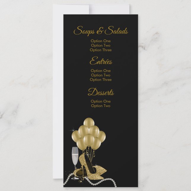 Kvinna Födelsedagsfest Meny Program (Framsida)