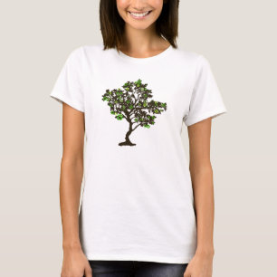 Kvinna för återvinnasymbolträd T-tröja T-shirt