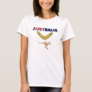Kvinna för Australien kängurubumerang T-tröja T-shirt