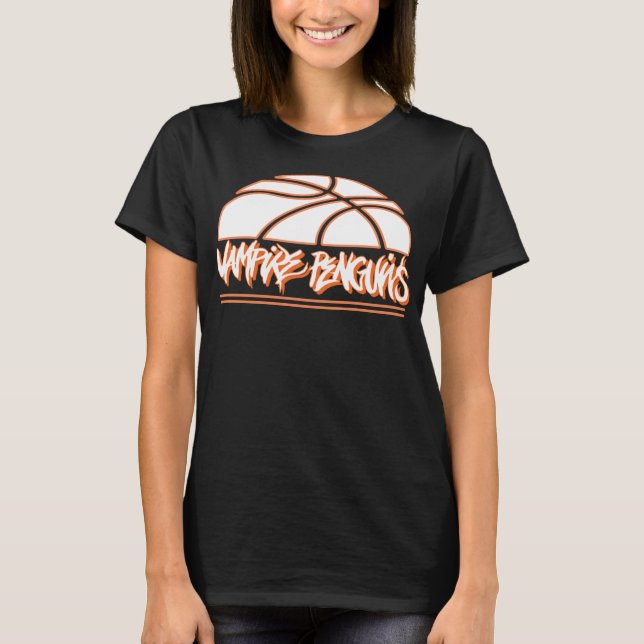 Kvinna för basketvampyrpingvin skjorta t shirt (Framsida)
