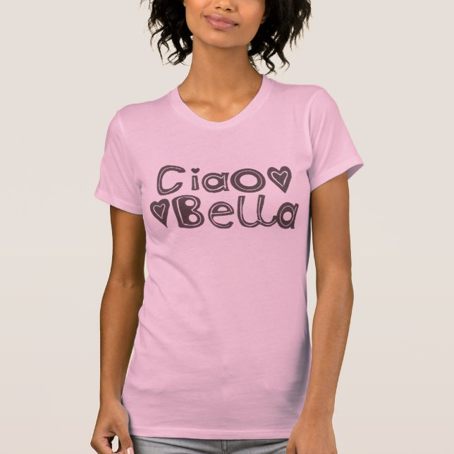 Kvinna för Ciao Bella T-tröja, rosa T Shirt (Framsida)