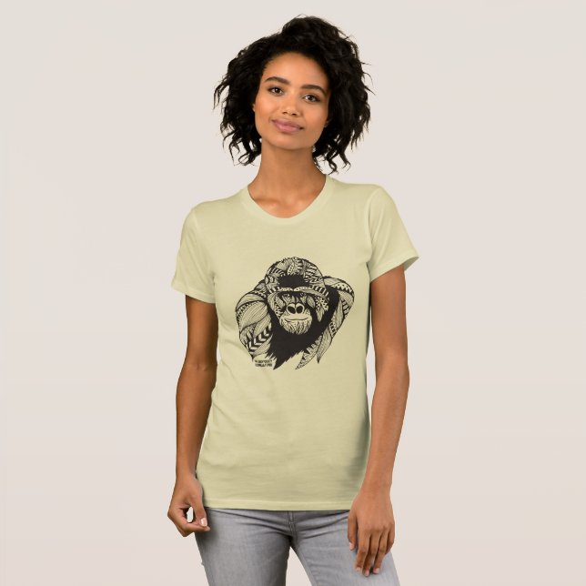Kvinna för Dian Fossey gorillafond T-tröja T Shirt (Hel framsida)