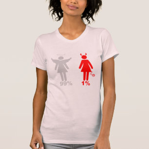 Kvinna för djävulen för 99% ängel 1% t shirt