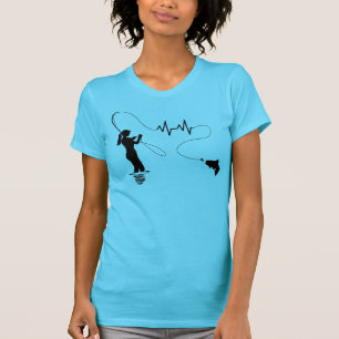 Kvinna för fiskehjärtslagflygfiske t shirt