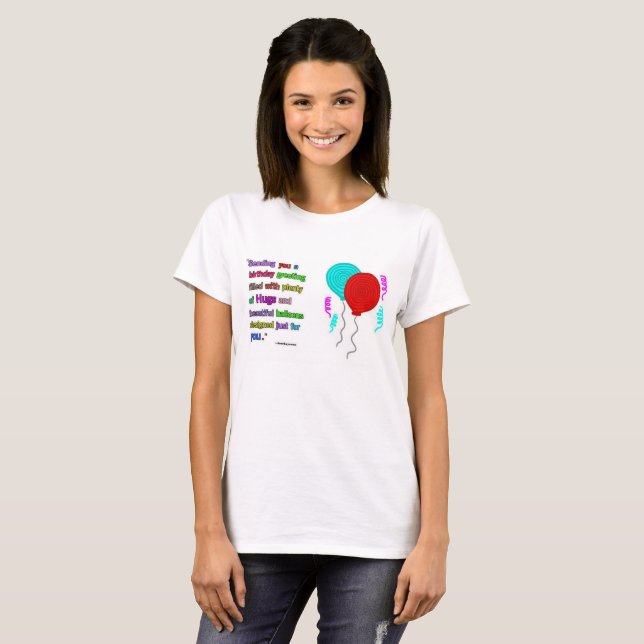 Kvinna för födelsedaghälsningcitationstecken t shirt (Hel framsida)