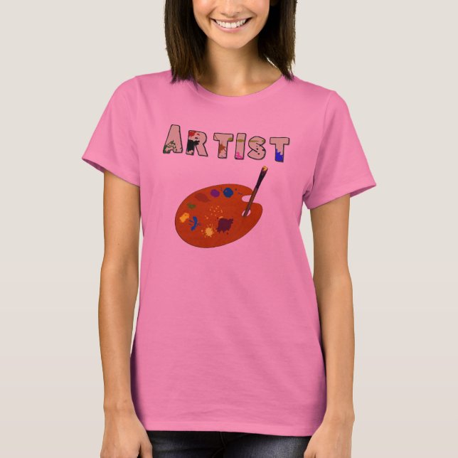Kvinna för konstnärPallette långärmad skjorta T Shirt (Framsida)