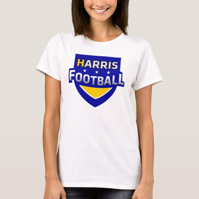 Kvinna för logotyp för Harris fotboll standarda T-shirt (Framsida)
