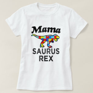 Kvinna för mamma för mammaSaurus Rex Autism T-shirt