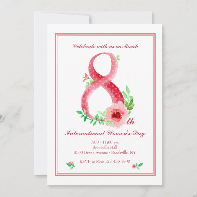 Kvinna för mars 8th inbjudan för dag (Framsida)