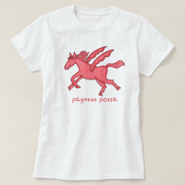 Kvinna för Pegasus Posse (olik stilar) vit T-shirt (Design framsida)