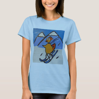 Kvinna för skidåkningsnöhöna T-tröja T-shirt