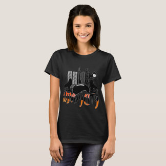 Kvinna för stad för Chicago Cityscape blåsig Tee Shirt