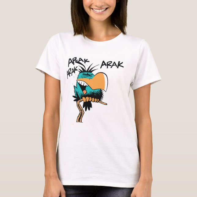 Kvinna för tecknad för träskBludgerigar fågel T-shirt (Framsida)