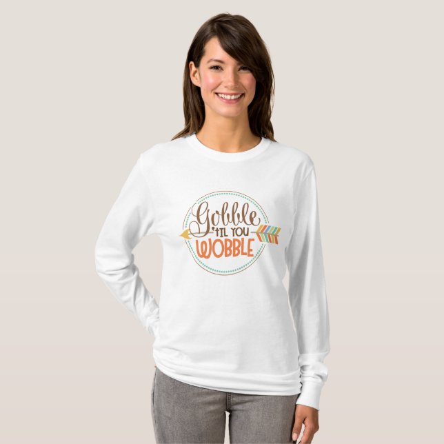 Kvinna för thanksgiving för vacklande för tee shirt (Hel framsida)
