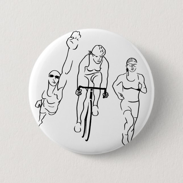 Kvinna för Triathlon för simmacykelspringa Knapp (Framsida)