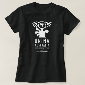 Kvinna för UNIMA Australien svart för T-tröja T-shirt