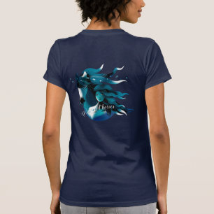 Kvinna för vildhästblått Teeshirt Tee Shirt