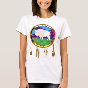 Kvinna för vitbuffelindian grundläggande Tshirt T-shirt