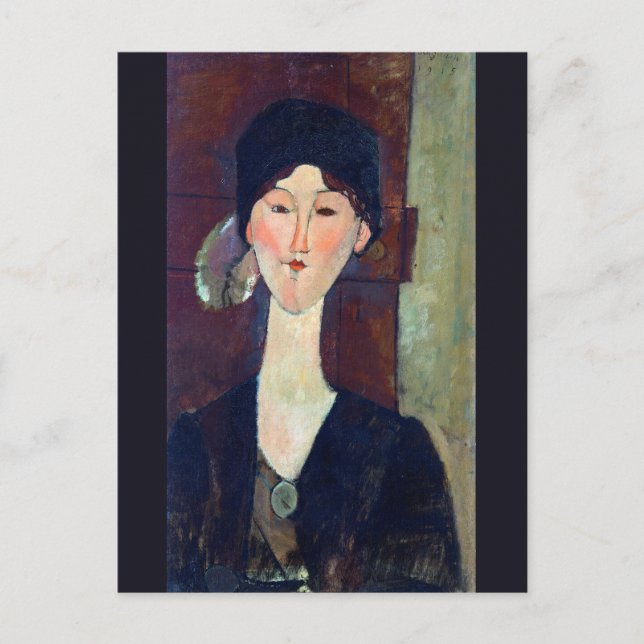 Kvinna framför dörren av Amedeo Modigliani Vykort (Framsida)