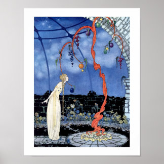 Kvinna framför ett märkligt träd poster