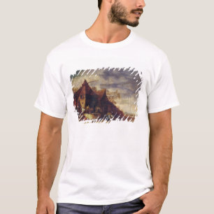 Kvinna framme av en stuga t shirt