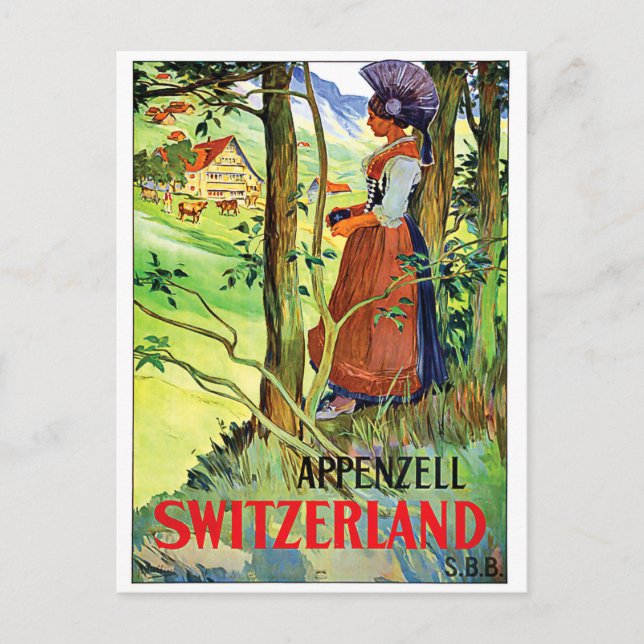Kvinna från Appenzell, Schweiz Vykort (Framsida)