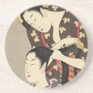 Kvinna friseringUtamaro Yuyudo Ukiyo-e konst Underlägg Sandsten