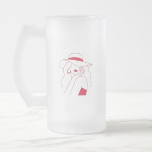 Kvinna Frostat Ölglas