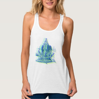 Kvinna Ganesha Flowy Racerback tanktop Linne Med Racerback