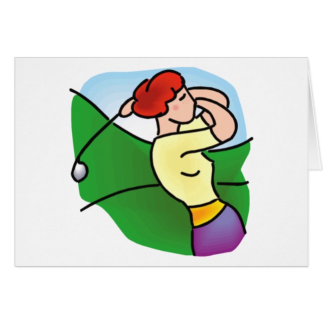 Kvinna Golf Hälsningskort (Framsidan Horizontal)