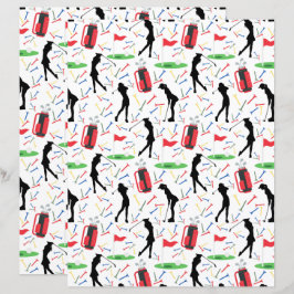 Kvinna Golfare Scrapbookpapper