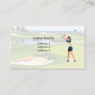 Kvinna golfer är golfbaner affärskort visitkort