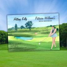 Kvinna Golfspelare Firar Femtio 50-årsdag