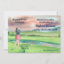 Kvinna Golfspelare Svängande Femtio 50-årsdag