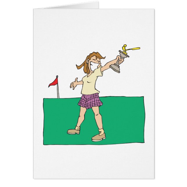 Kvinna Golftrofé Hälsningskort (Framsidan)