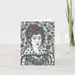 KVINNA, GOTHIC PORTRÄTT NOTE CARD Blank Helgkort