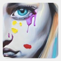 Kvinna Gråtande Lila Tårar