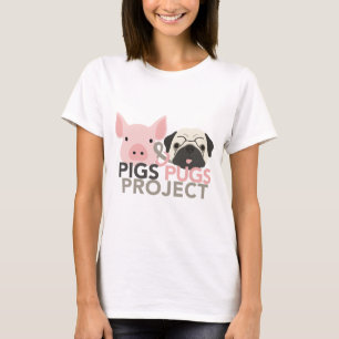 Kvinna grisar & mops projekterar tröjan t shirt