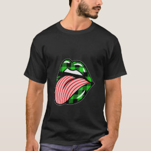 Kvinna Grönten Play Candy cane Läppar Co T Shirt