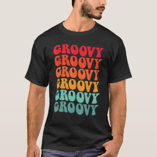 Kvinna Groovy Färg Retro 70-talet Aesthetic Nostal T Shirt