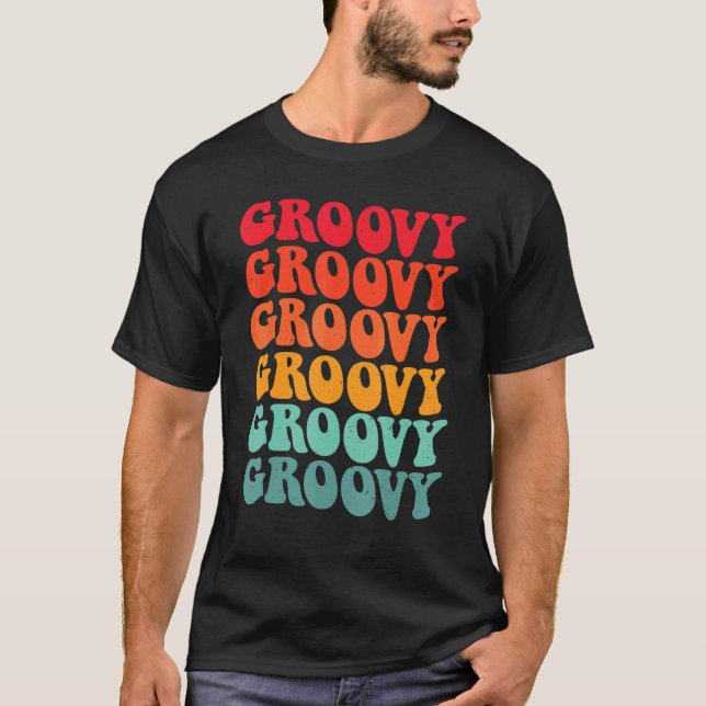 Kvinna Groovy Färg Retro 70-talet Aesthetic Nostal T Shirt (Framsida)