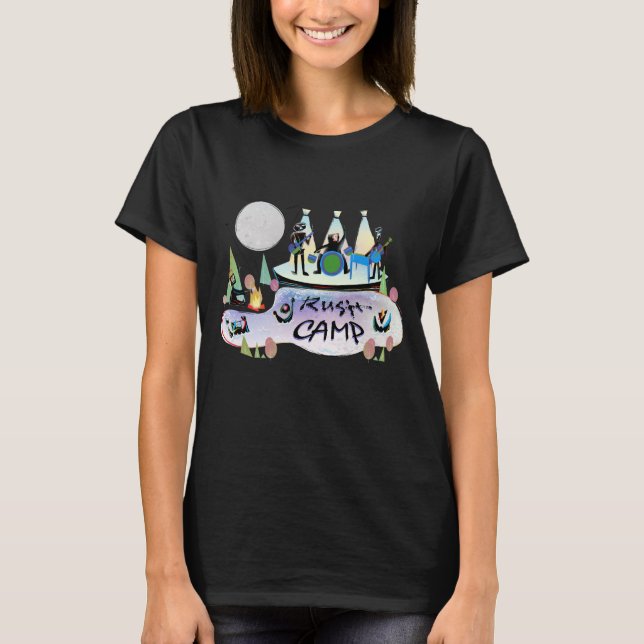 Kvinna grundläggande T-tröjasvart RushCamp! 2019 T Shirt (Framsida)