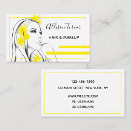 Kvinna Gula blommor i Hair Elegant Makeup-artist Visitkort