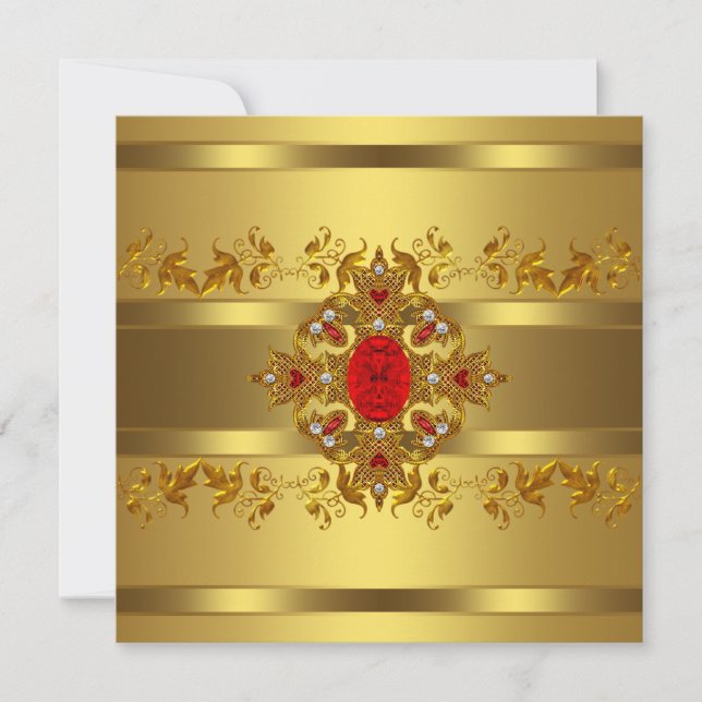 Kvinna Guld 50:e Födelsedagsfesten Inbjudningar (Framsida)