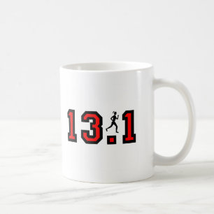 Kvinna halva maraton kaffemugg