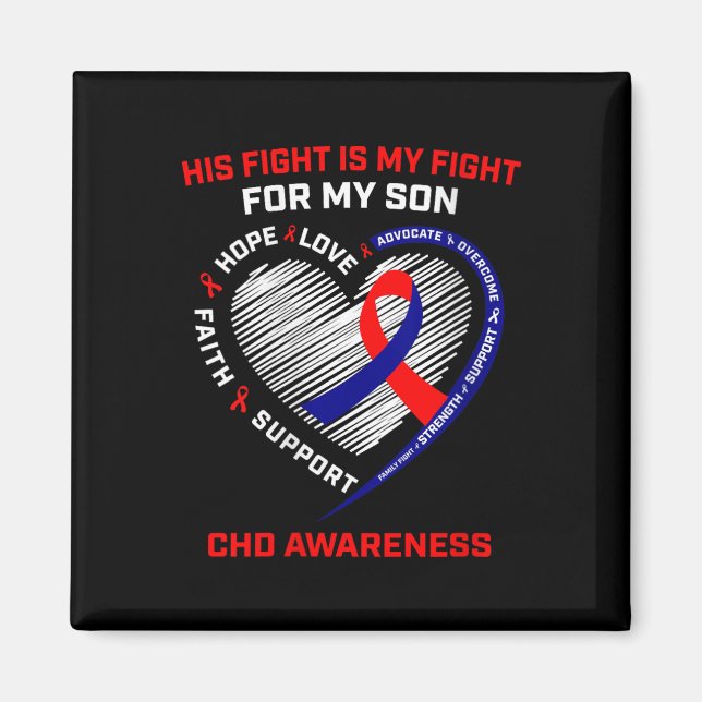 Kvinna hans kamp Son Chd Awareness Heart Disease G Magnet (Framsidan)