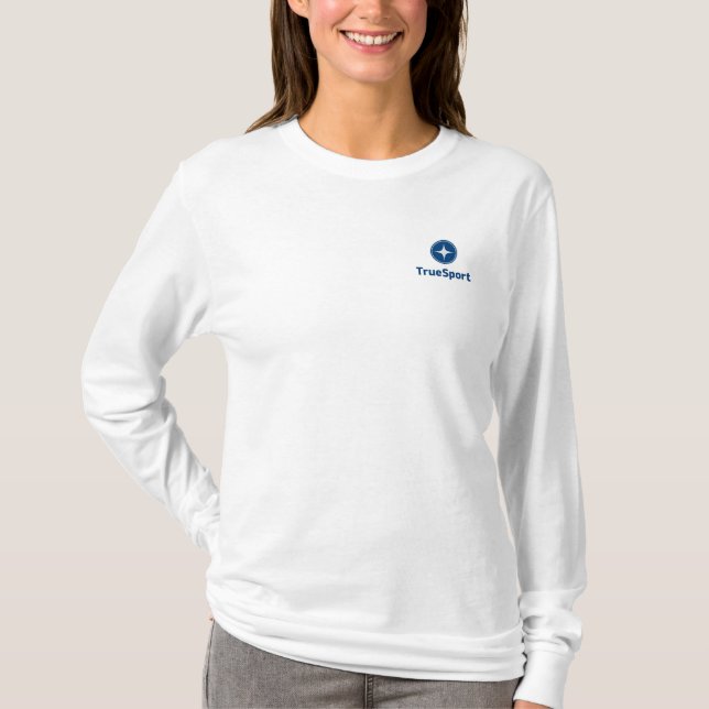 Kvinna Hooded T-tröja w/Logo för vitlångärmad Tee (Framsida)