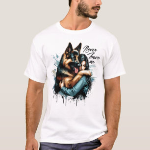 Kvinna Huggande tyska herde utan att Lämna mig T Shirt